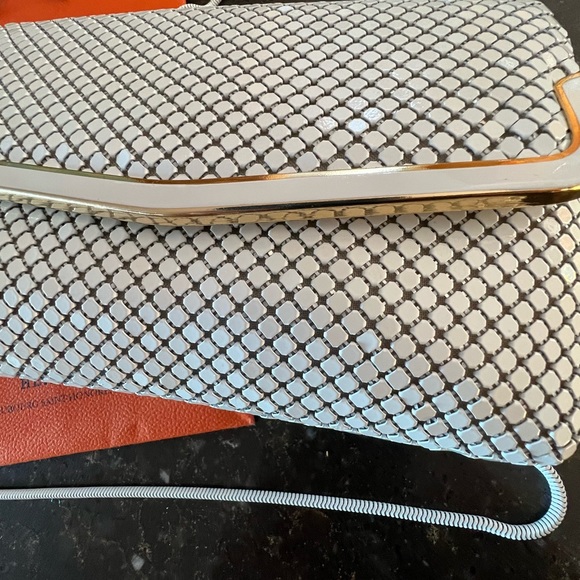 Vintage WHITE Chain Mail Crossbody Bag Clutch+FREE Hermes Shopping Bag - Picture 5 of 10